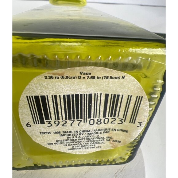 Mid Century Modern MCM 8" Vase Avocado Green Glass Tapered Decorative Bud Flower - Picture 8 of 8